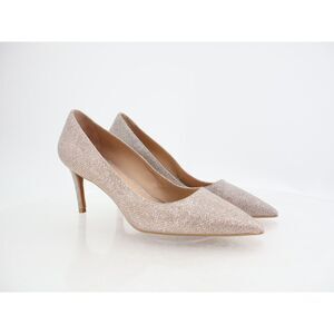 Stuart Weitzman Linsi 75 Metallic Woven Pumps Size 8 B Silver Stiletto Pointed